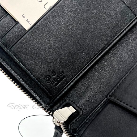 ⚡️SOLD! NEW GUCCI Black Leather Micro GG Guccissima Zip Around Large Wallet - Picture 9 of 13